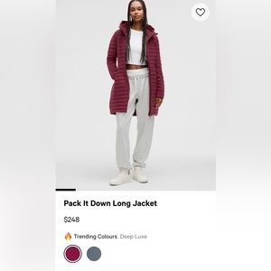 Pack it down long jacket like new size 4